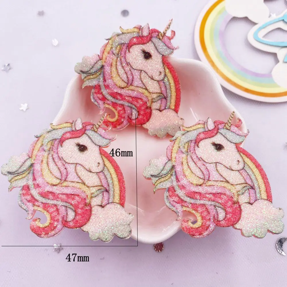 10 pezzi di tessuto in feltro glitterato non tessuti arcobaleno Kawaii unicorno applique toppa da cucito fai da te decorazioni natalizie accessori