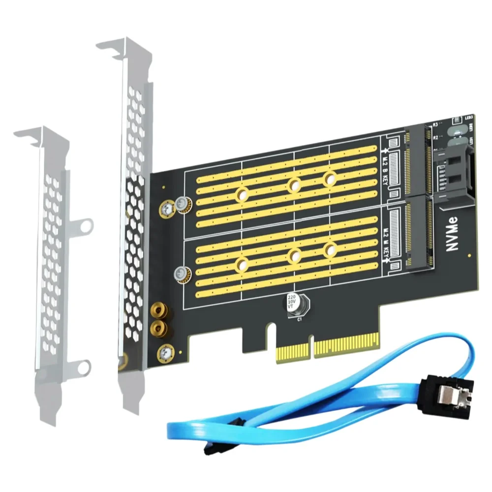 Adapter M.2 PCIe dla jednego dysku SSD M.2 NVMe i jednego dysku SSD M.2 SATA — zdjęcie produktu 7