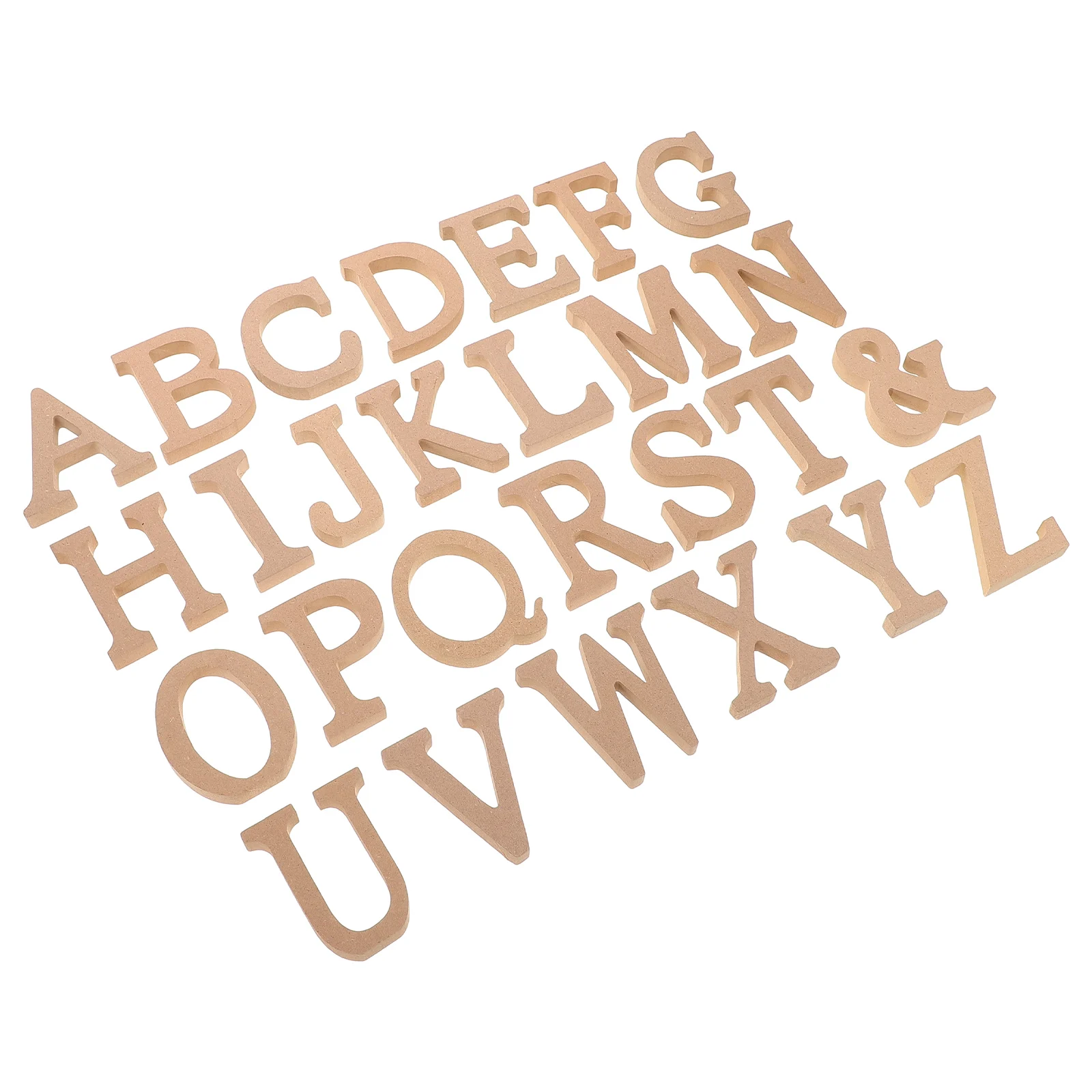 26 ตัวอักษรไม้ที่ยังไม่เสร็จ DIY Craft เครื่องประดับ Blank Art Cutout Sign Home Decor Props ตัวอักษรไม้ขนาดเล็กชุด