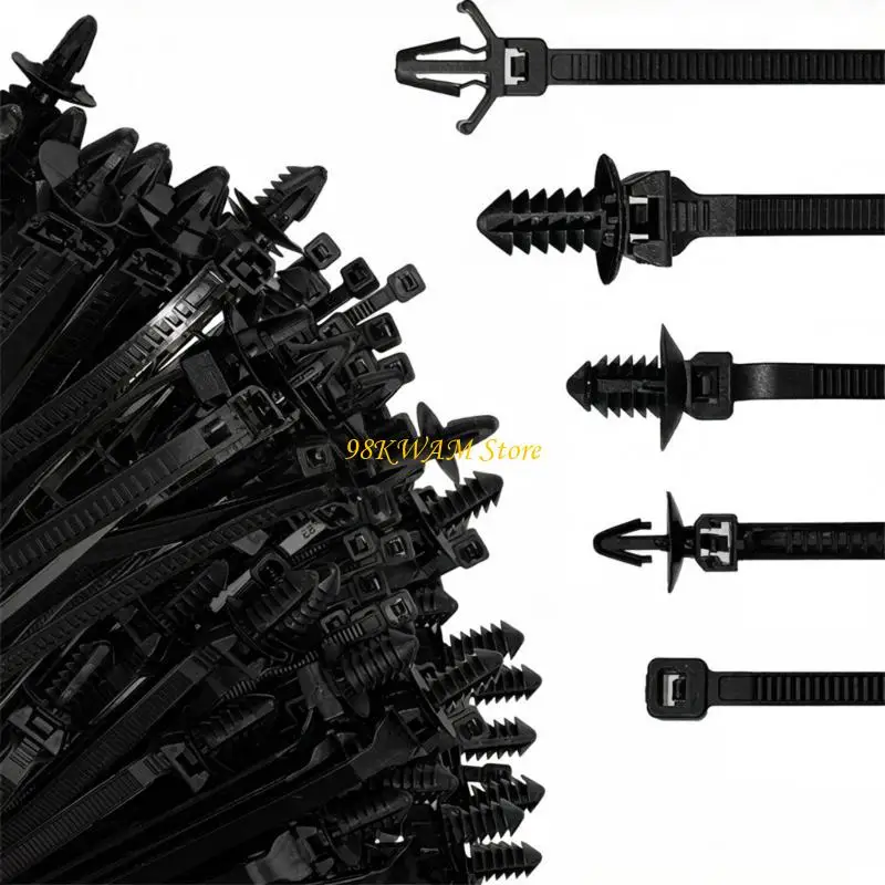 160Pcs Vehicle Wiring Clips Nylon Thread Cable Ties Set For Auto Motorcycle 68UF