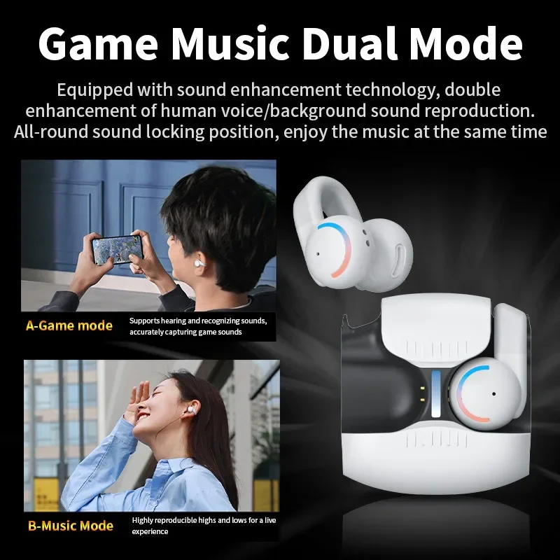 Xiaomi Mijia Real OWS Clip-on Wireless Bluetooth Headphones Low Latency ENC Noise Cancelling Long Life Gaming Casual Headphones