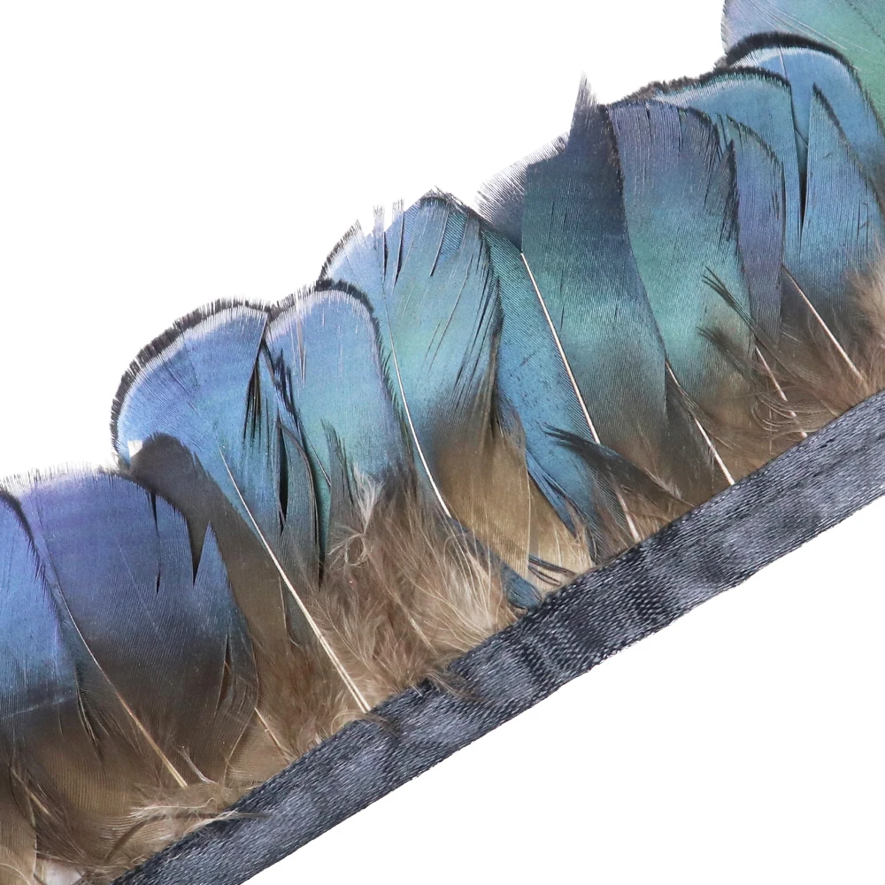 1Meter Pheasant Feathers Trims Clothing Needlework Handicraft Natural Feather Fringe Skirt Ribbon Accessories