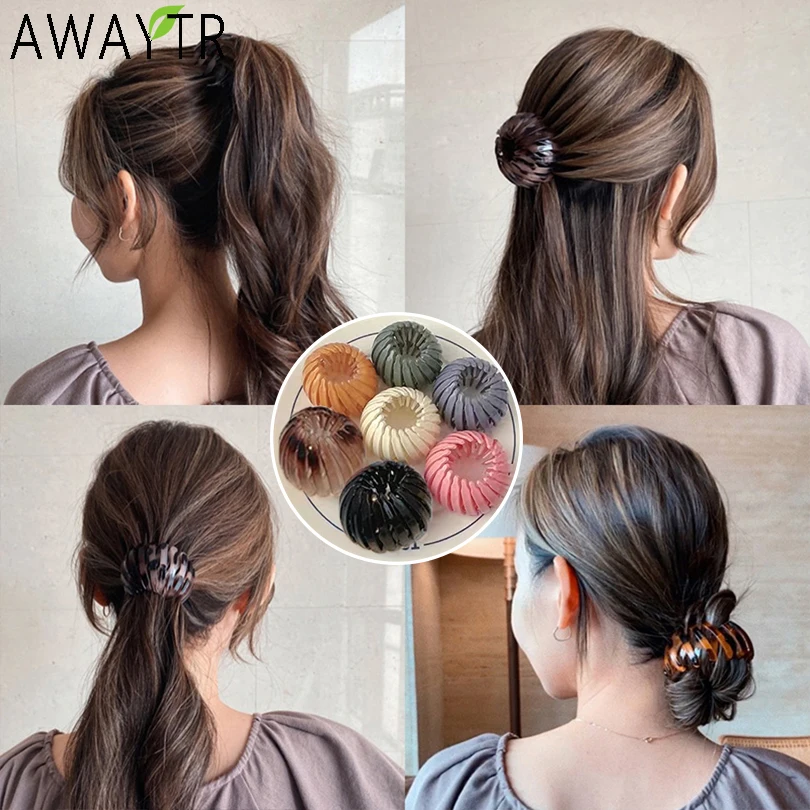 

Women Bun Hair Claw Plastic Resin Horsetail Buckle Hair Clip Bird Nest Expanding Hair Accessories Female Ponytail Clips Headwear