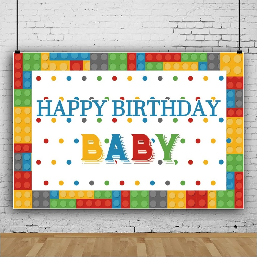 Colorful Building Blocks Baby Portrait Cake Photography Birthday Party Backdrops Photocall Background Studio Shooting