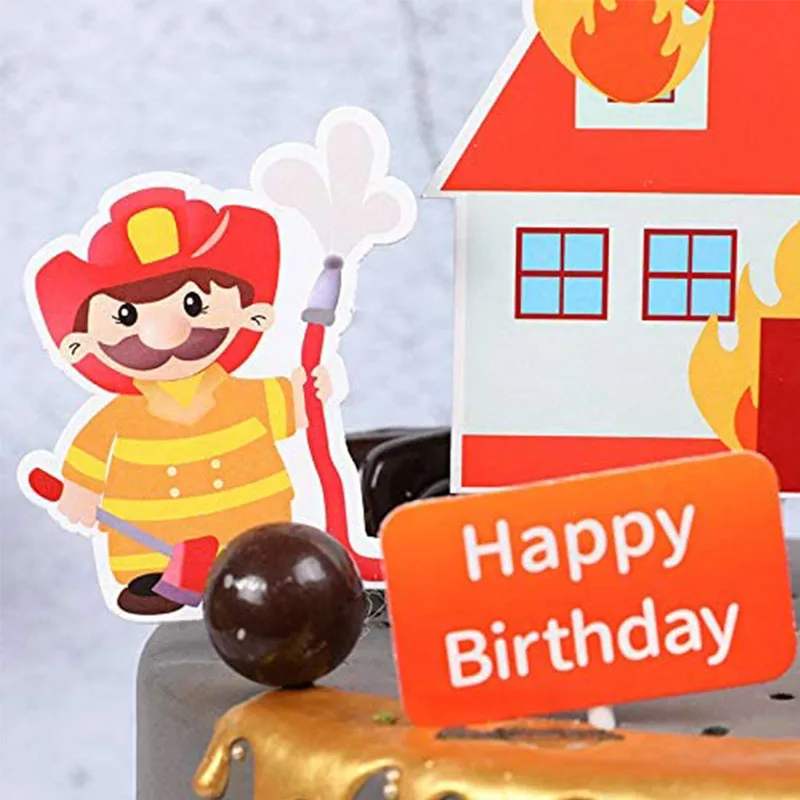 Acryl Feuerwehrauto Kuchen Dekoration Feuerwehrmann Alles Gute zum Geburtstag Kuchen Topper Feuer Feuerwehrmann Thema Jungen Geburtstag Party Dekoration Lieferungen – Detail 13
