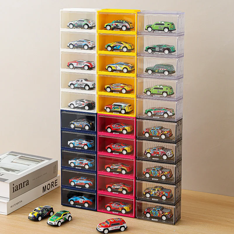 5 шт., витрина для модели автомобиля с дверцей, прозрачная разделенная стойка для хранения Hot Wheels Tomica, пылезащитный коллекционный органайзер