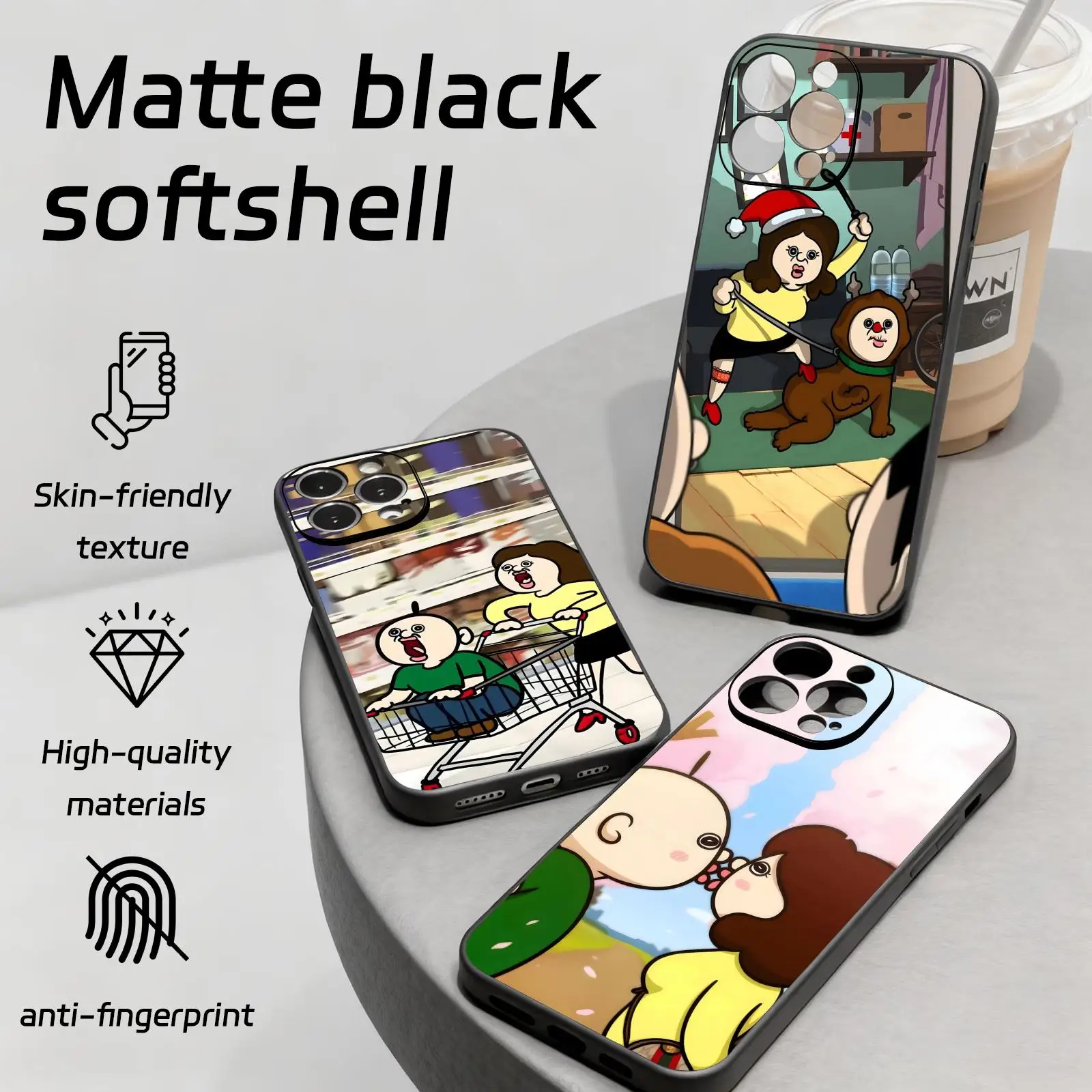 Funda para Teléfono con Diseño de Anime Bangbang y Yuzhi para iPhone 17 16 16e 15 14 13 12 Plus Mini Pro Max, Negra, Suave, Antigolpes
