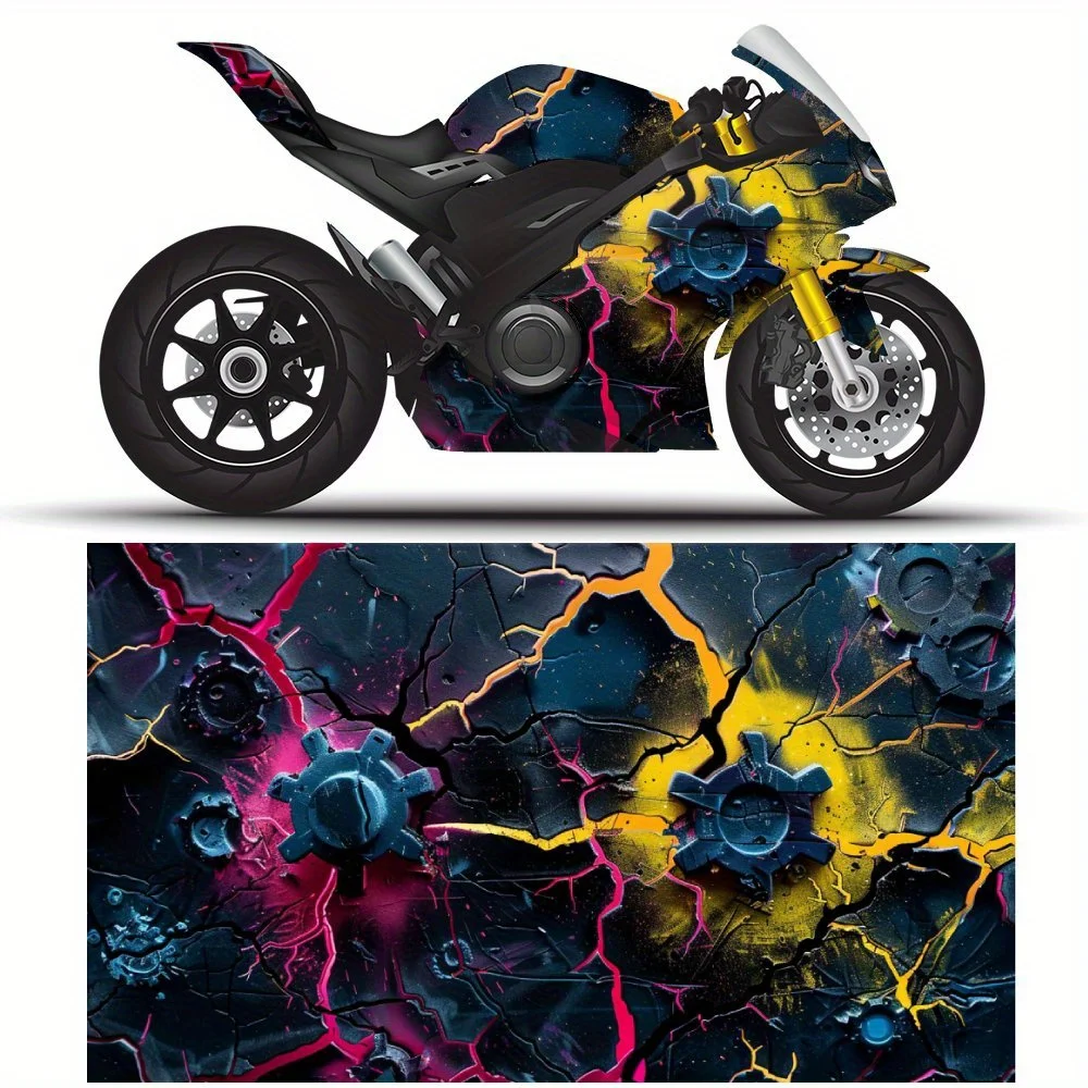 

Bold Line Contrast, Neon Bike Decals, Modern Abstract Art，Motorcycle Vinyl Wrap, Waterproof Removable Decal Sticker, Universal F