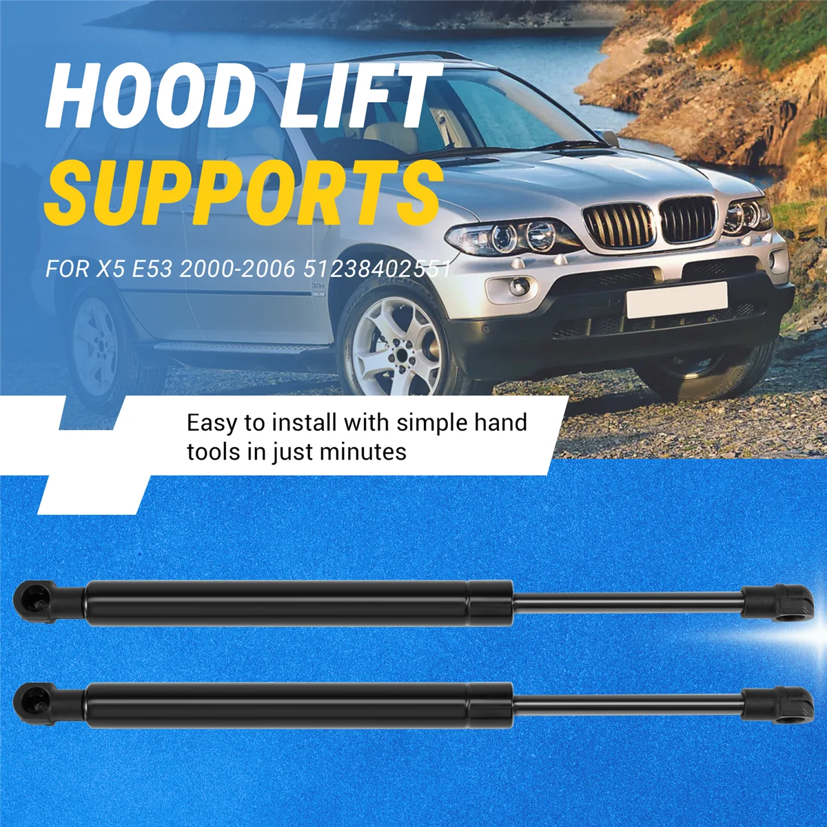 يدعم رفع غاز السيارة أغطية ، دعامات ، غطاء محرك السيارة الأمامي لسيارة BMW X5 ، E53 ،--من من من من من من من ، 2