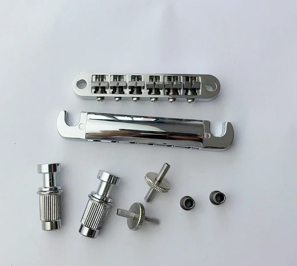 

Hot-selling Guitar Accessories Chrome Plated Electric Guitar Bridge Saddle And Tail Plate Set Accessory for LP Style Guitars