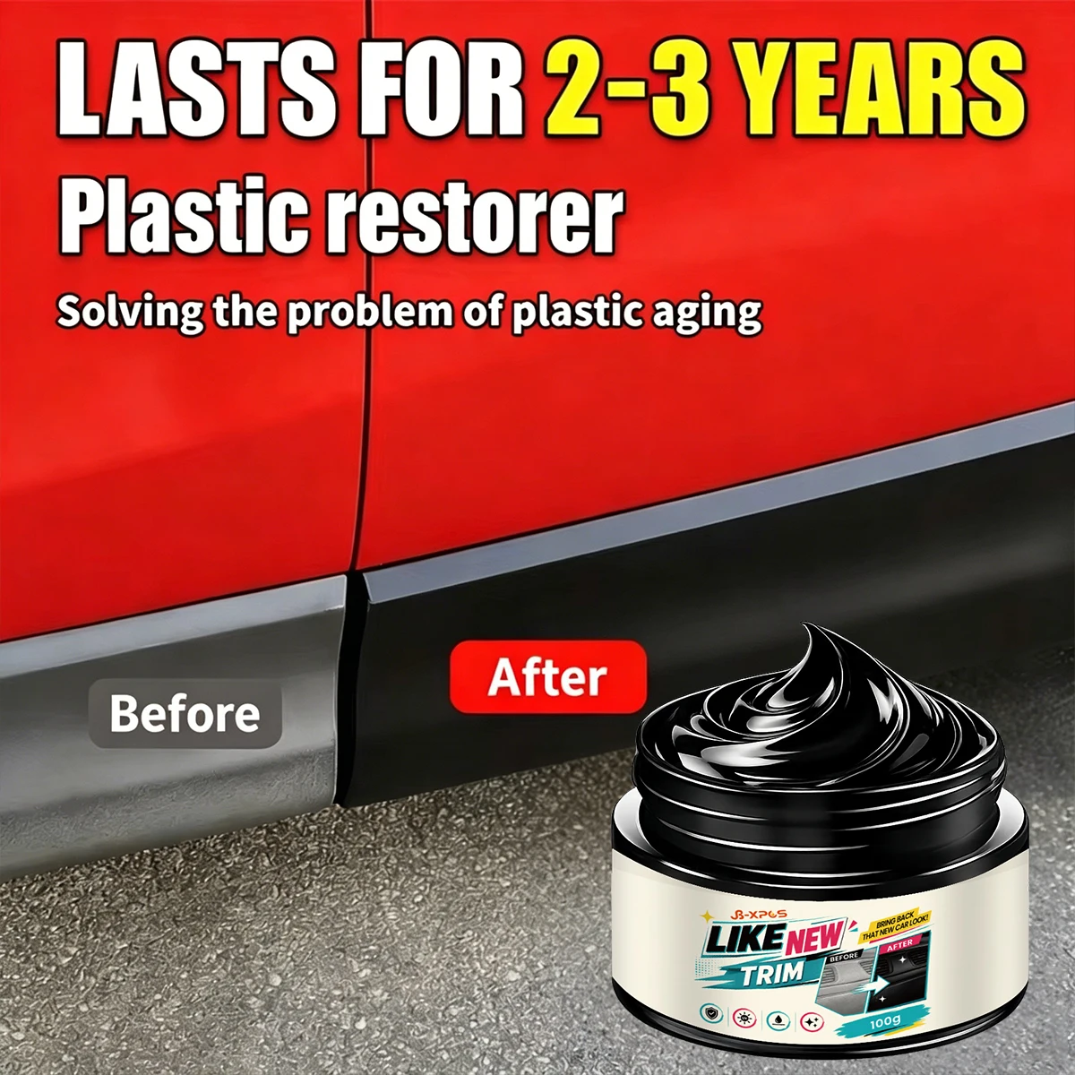 Car Plastic Restorer Renovation Cream Black Durable Hydrophobic Coating Fading and Aging Ideal for Automotive Detailing YT2050