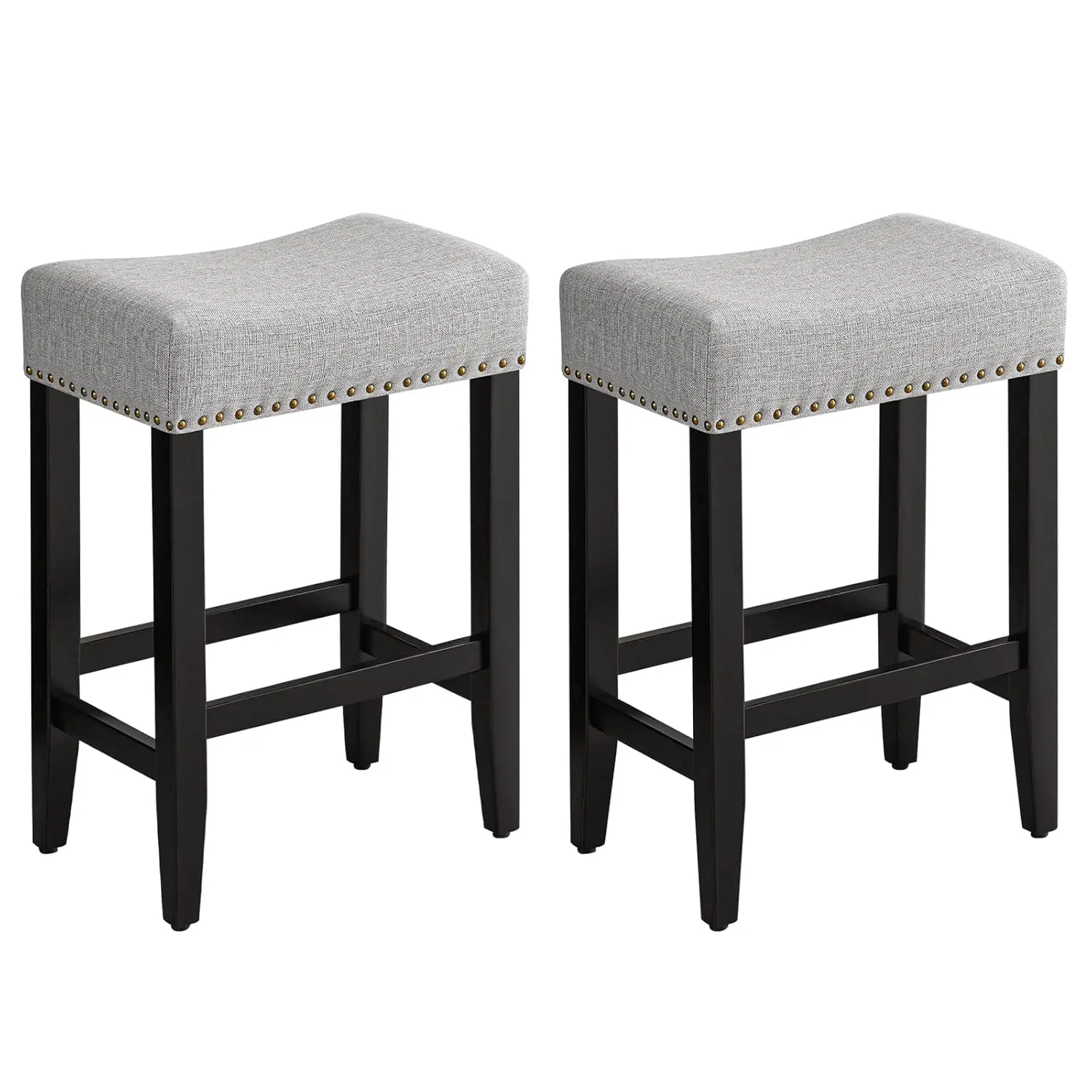 

Bar Stools Set Of 2, 26 Inch Counter Height Bar Stools,Upholstered Kitchen Barstools With Solid Wooden Legs, Linen, Customized