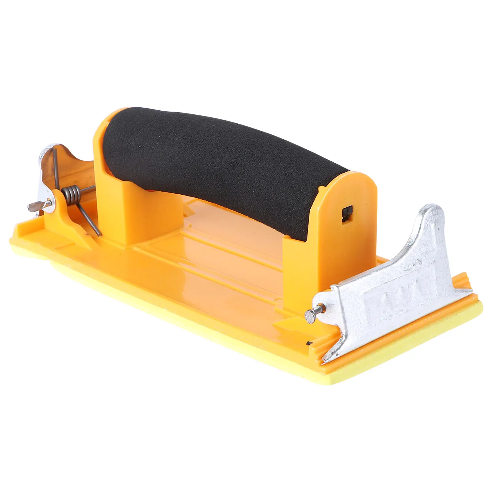 Hand Grip Sandpaper Holder Lightweight Durable Sponge Handle Metal Clip for Wall Wood Metal Sanding Polishing Tool Yellow