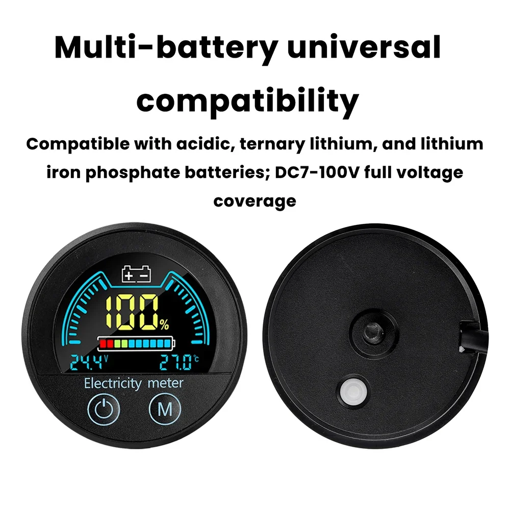 DC 7-100V Waterproof Circular LED Digital Voltage and Charge Level Indicator 2-Wire Voltmeter Tester for Car Motorcycle Boat - view 3