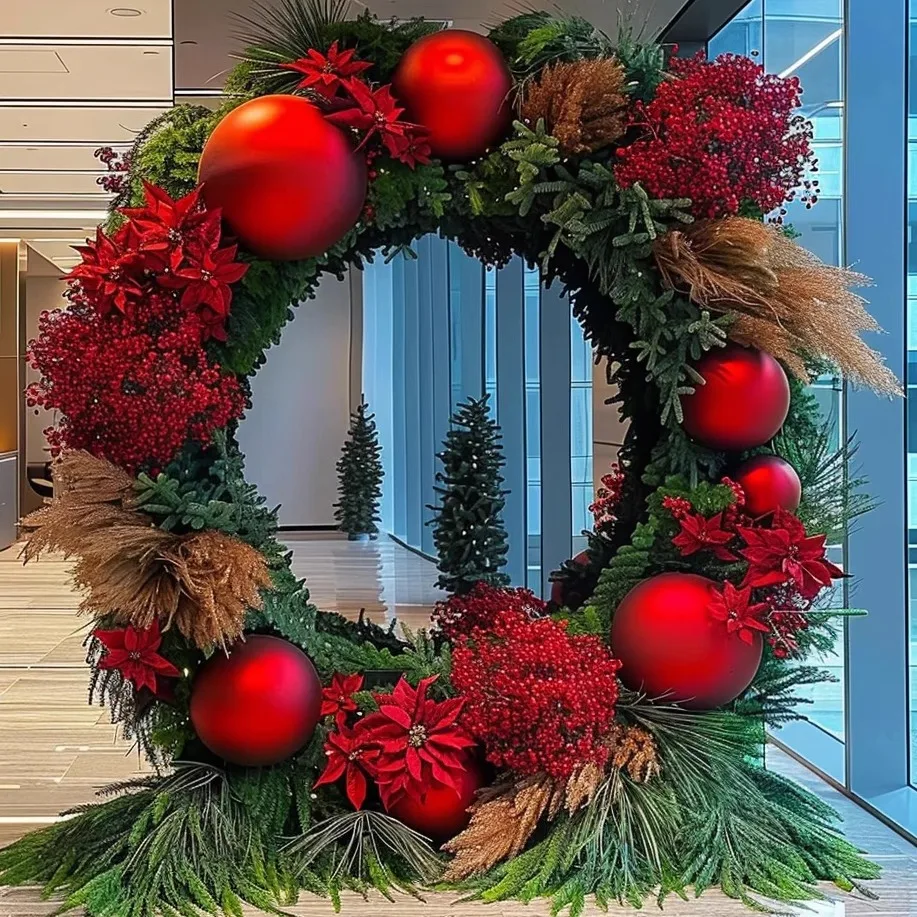 Christmas Giant Simulation Wreath Meichen Ornament Shopping Mall Scenic Area Holiday Atmosphere Decoration Landscaping