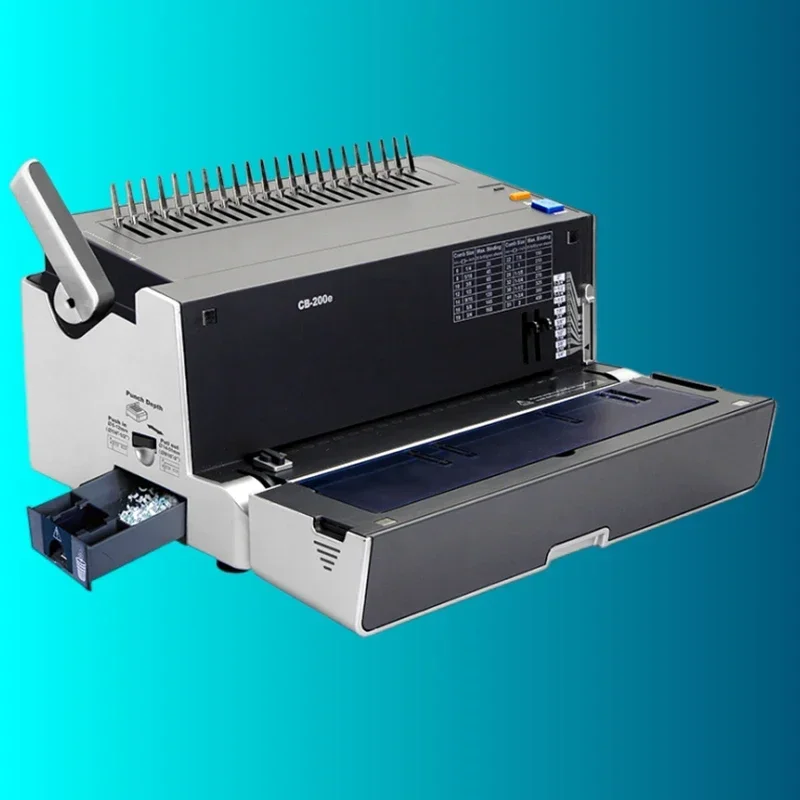 Excellent 21 Holes/19 Holes CB200E Electric Punching Binding Machine Tender Document 450 Sheets A4 Apron Clip Machine Folding