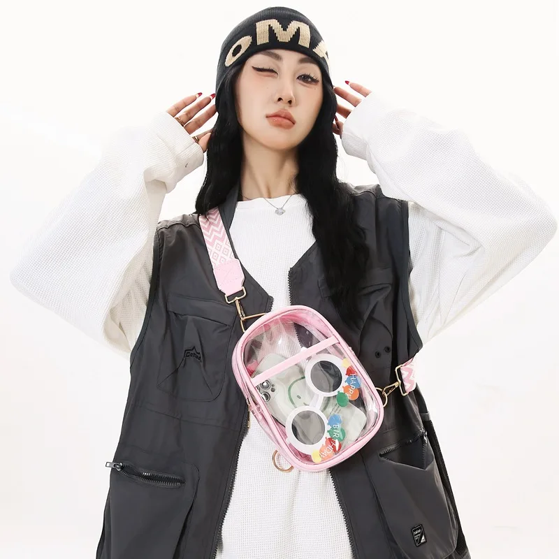 Popular Transparent PVC Shoulder Messenger Bag Trendy Casual Breast Bag Sports Cycling Beach Messenger Bag