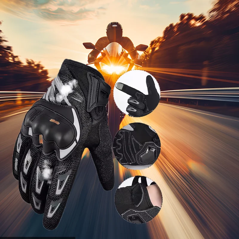 

Lightweight Breathable Summer Motorcycle Gloves with Touchscreen Night Reflective Design Guantes for Cycling Racing Off-Road