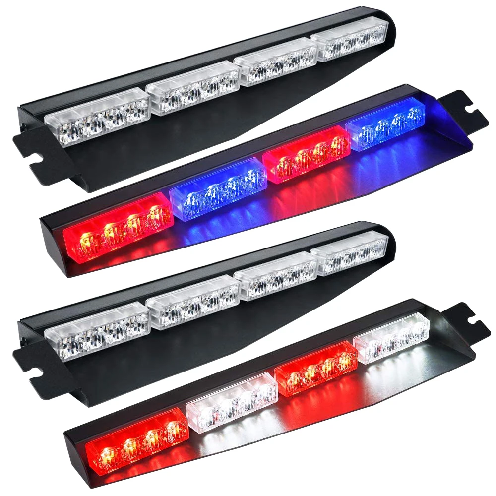 2* 12V 96W 32LED Visor Strobe Light Bars Waterproof LED Emergency Warning Flashing Lights Universal for Cars Ambulances