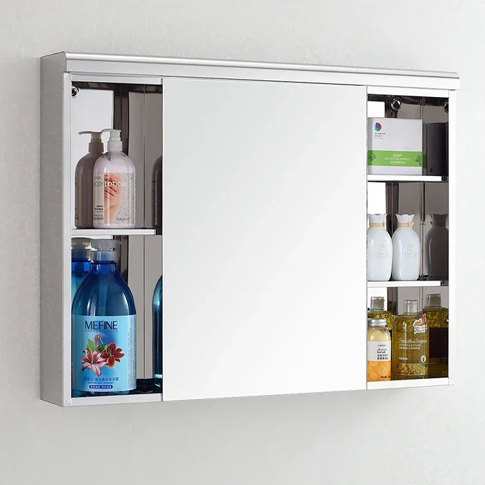 

Custom stainless steel bathroom mirror cabinet wall-mounted bathroom mirror box bathroom mirror rack storage postage