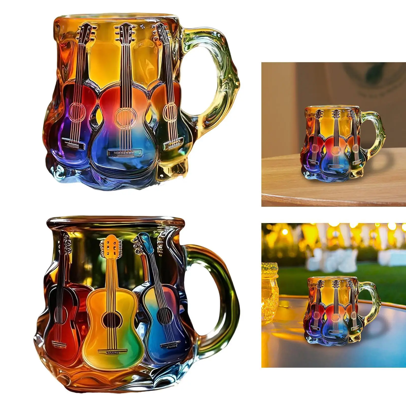 Guitar Coffee Mug Music Themed Lightweight Unique Multifunctional Coffee Cup for Office Living Room Shelf Studio Guitars Lovers