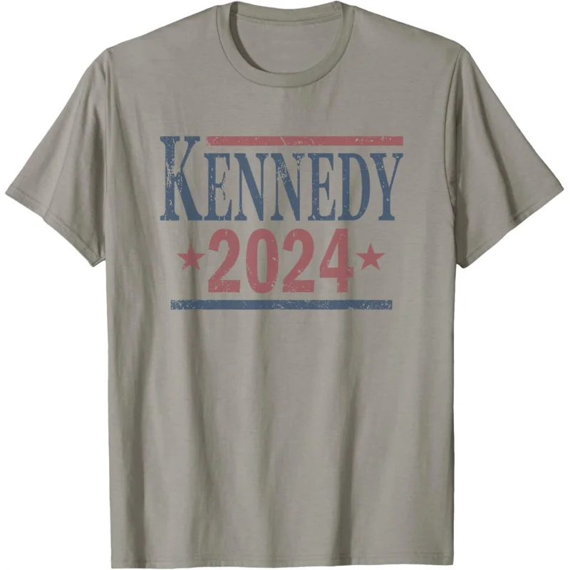 Kennedy For President 2024 Vintage Button T-Shirt Men's and Women's Loose Fitting Clothes