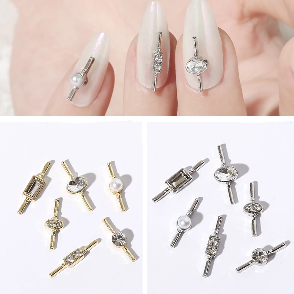 10pcs Gold Sliver Metal Nail Art Charms 3D Clock Shape Diamond DIY Accessories Jewelry for Women Girl Designer Nail Decoration