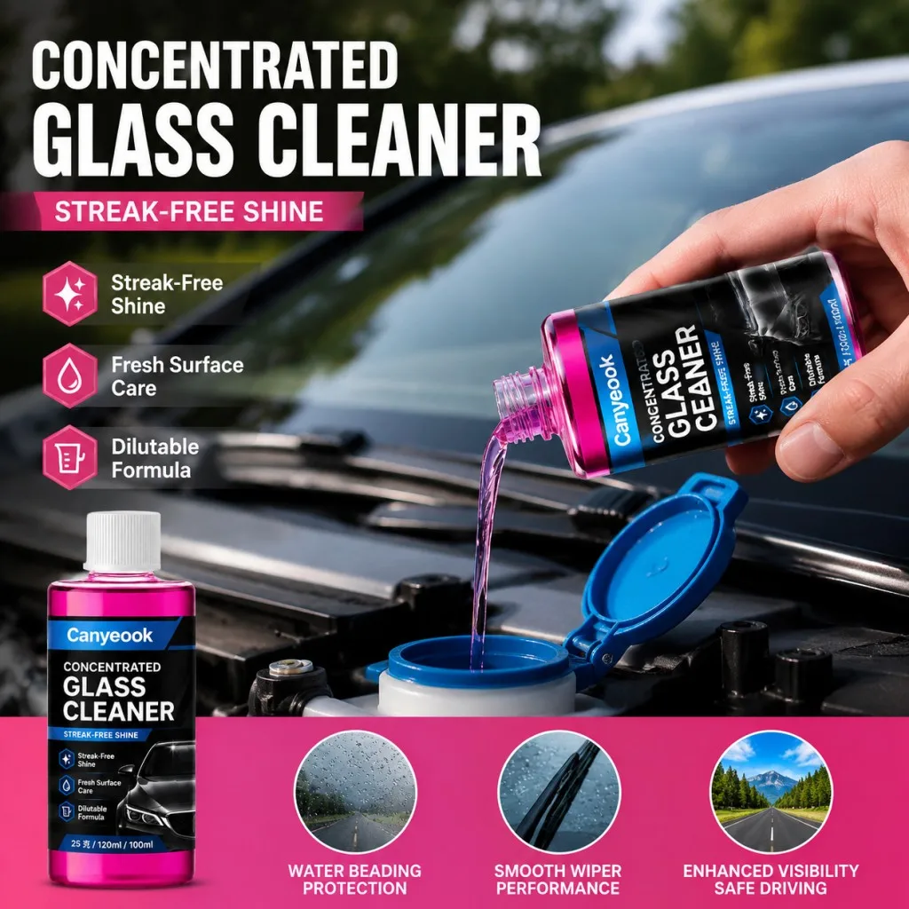 CANYEOOK Concentrated Windshield Fluid 50ml - Remove Bugs Sap Bird Drops Oil Film Anti-Freeze Streak-Free for Car SUV EV