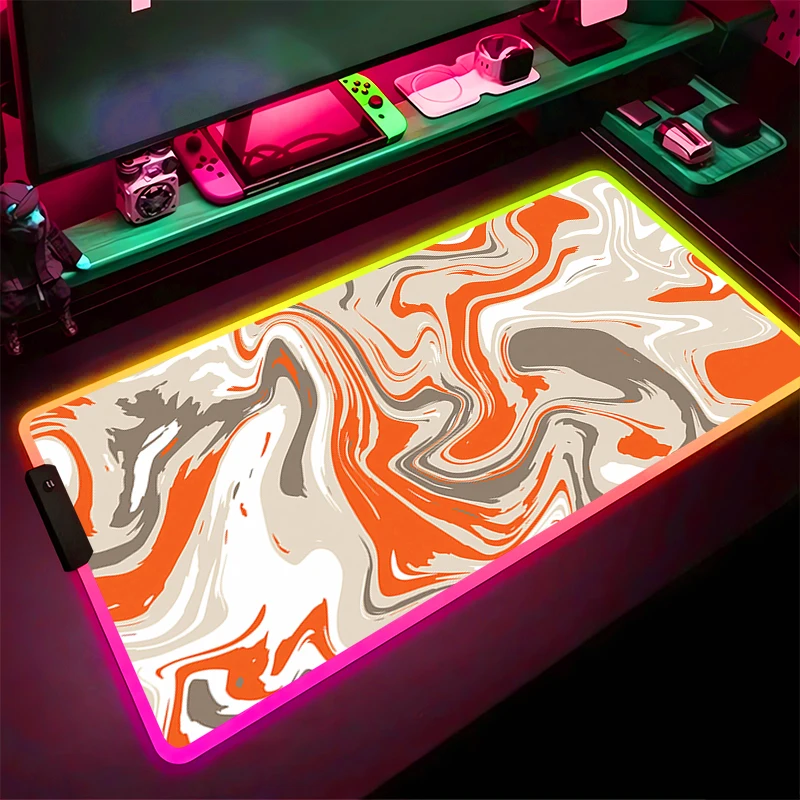 

RGB Mouse Pad Non-Slip Rubber Edge locking mousepads Game play mats notebook computer Fashion tide Strata Liquid Home Decor