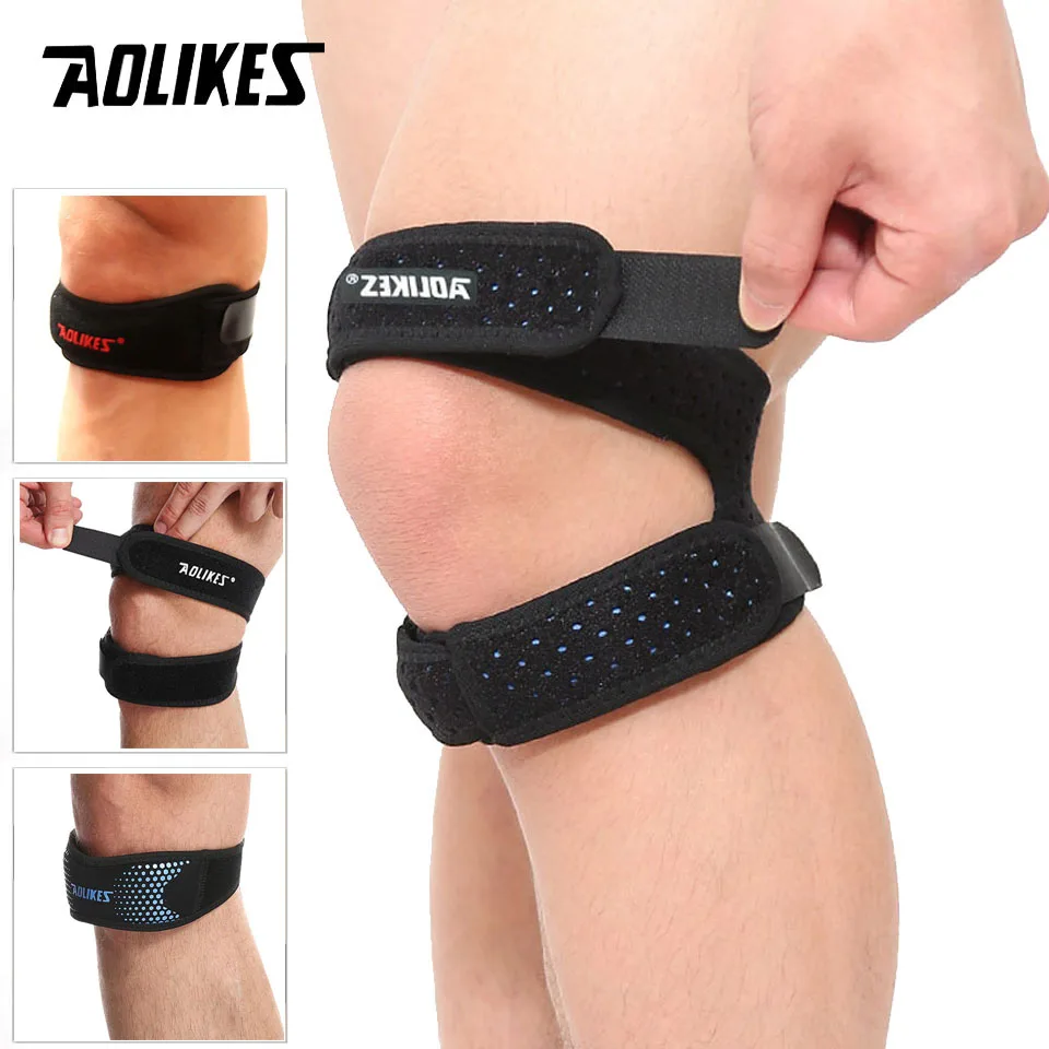 AOLIKES 1Pcs Adjustable Patella Knee Strap with Double Compression Pads Knee Support for Running Basketball Football Cycling