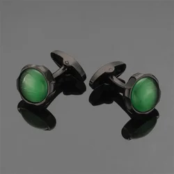 Luxury men's French shirt cufflinks high-quality Green cat's eye stone cuffs buttons business suit accessories jewelry gifts