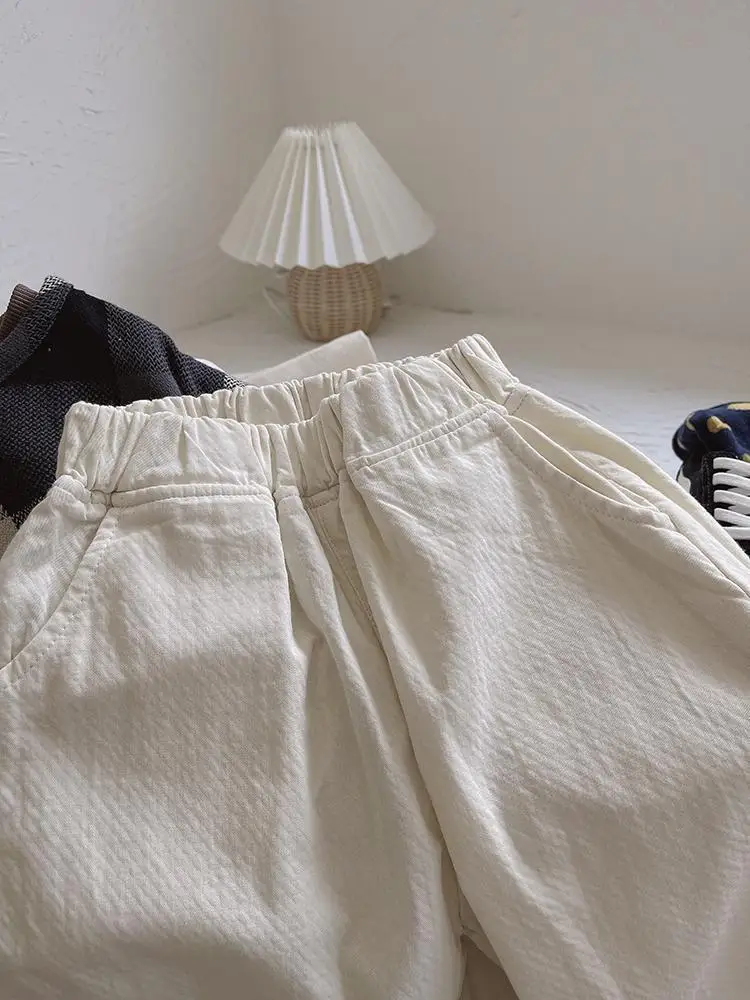 2025 Autumn New Children Loose Trousers Solid Boys Loose Pants Fashion Girls Pocket Pants Baby Harem Pants Cotton Baby Clothes image 5