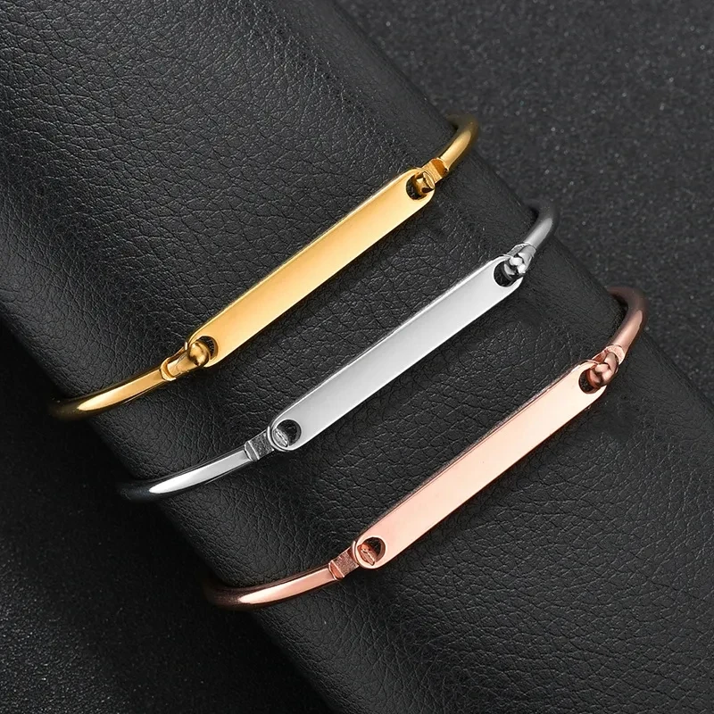 

10pcs Stainless Steel Open Bangle Wire Openable Woman Minimalist Cuff Bracelet Blank For Engraving Gift DIY Jewelry Accessories