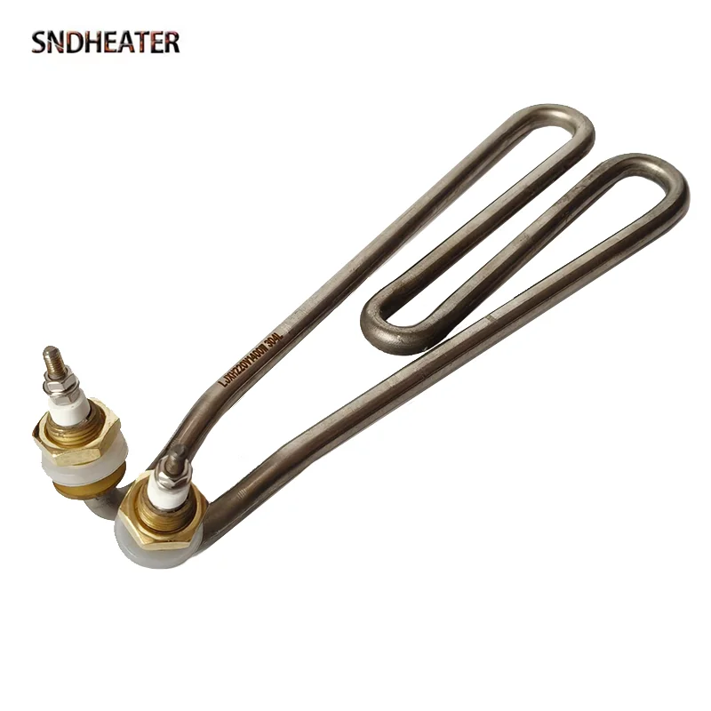 SNDHEATER 220V 1400W Electric Immerion Water Heating Element SS304 280MM Boiler Tank Heater Resistance 16MM Thread 10MM Tube Dia
