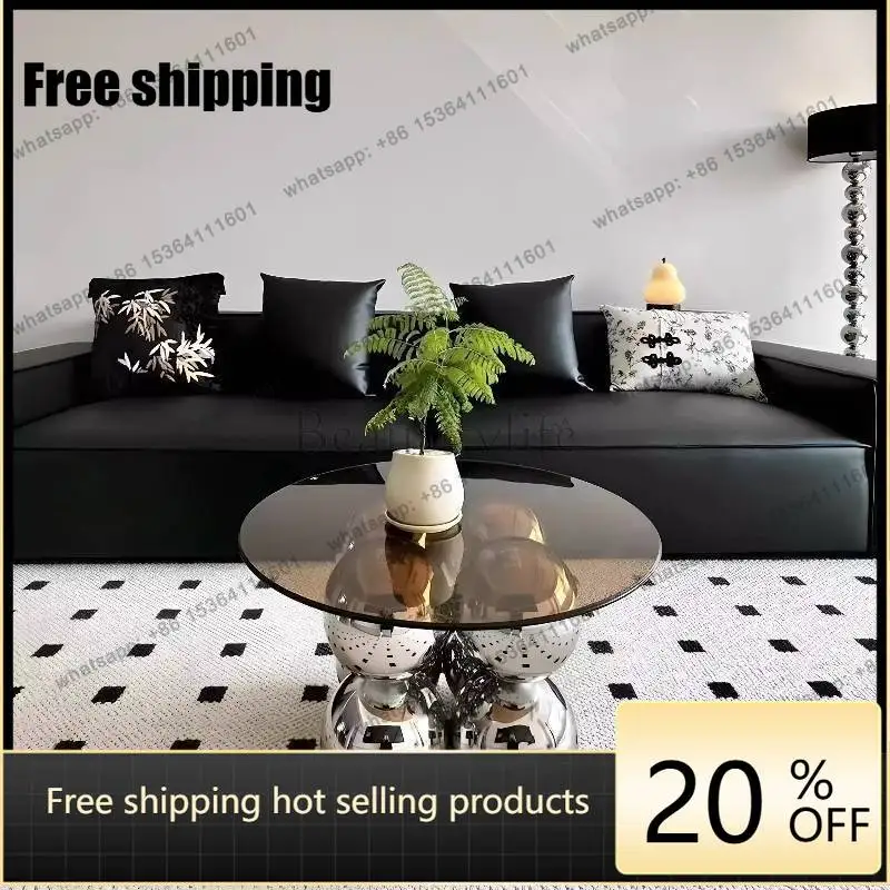 XX.White Glass Coffee Table Black Decoration Drawer Storage Nordic Coffee Table Center Luxury Mesa De Centro Sala Furniture Home