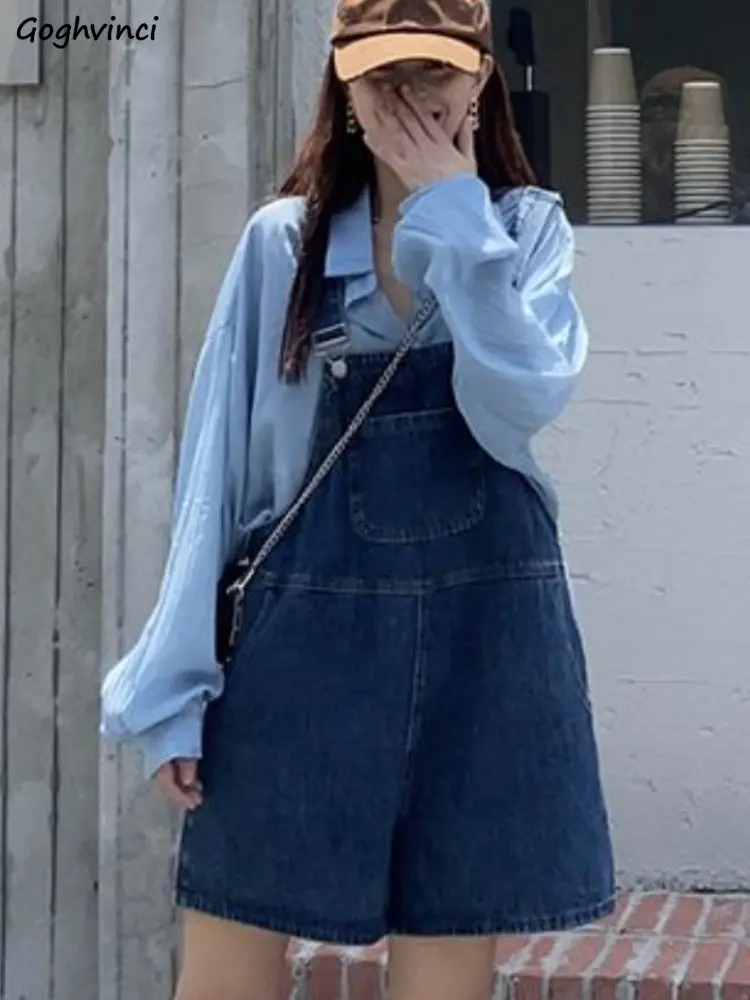 

Denim Rompers Women High Street Vintage All-match Loose Thin Summer Wide Leg Trousers Chic Korean Style New Arrival Classic Cozy