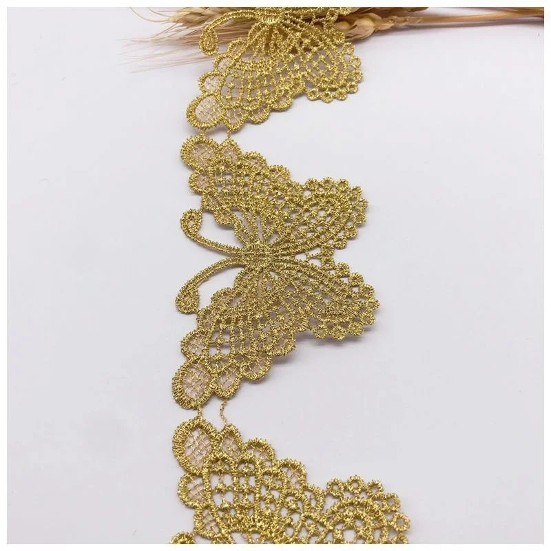 1 Yard Butterfly Cotton Embroidered Lace Bilateral Applique Trim Ribbon Sewing Decor Craft DIY Accessories