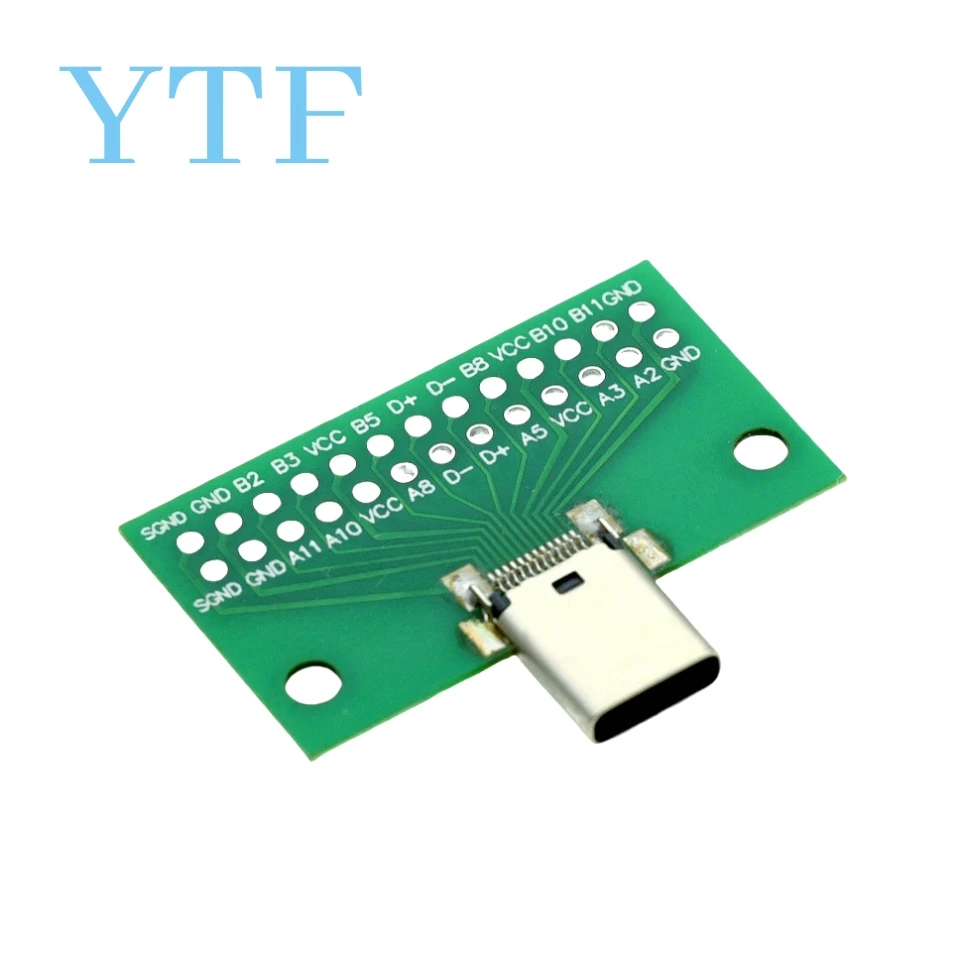 Type-C Male To Female USB 3.1 Test PCB Board Adapter Type C 24P 2.54mm Connector Socket For Data Line Wire Cable Transfer