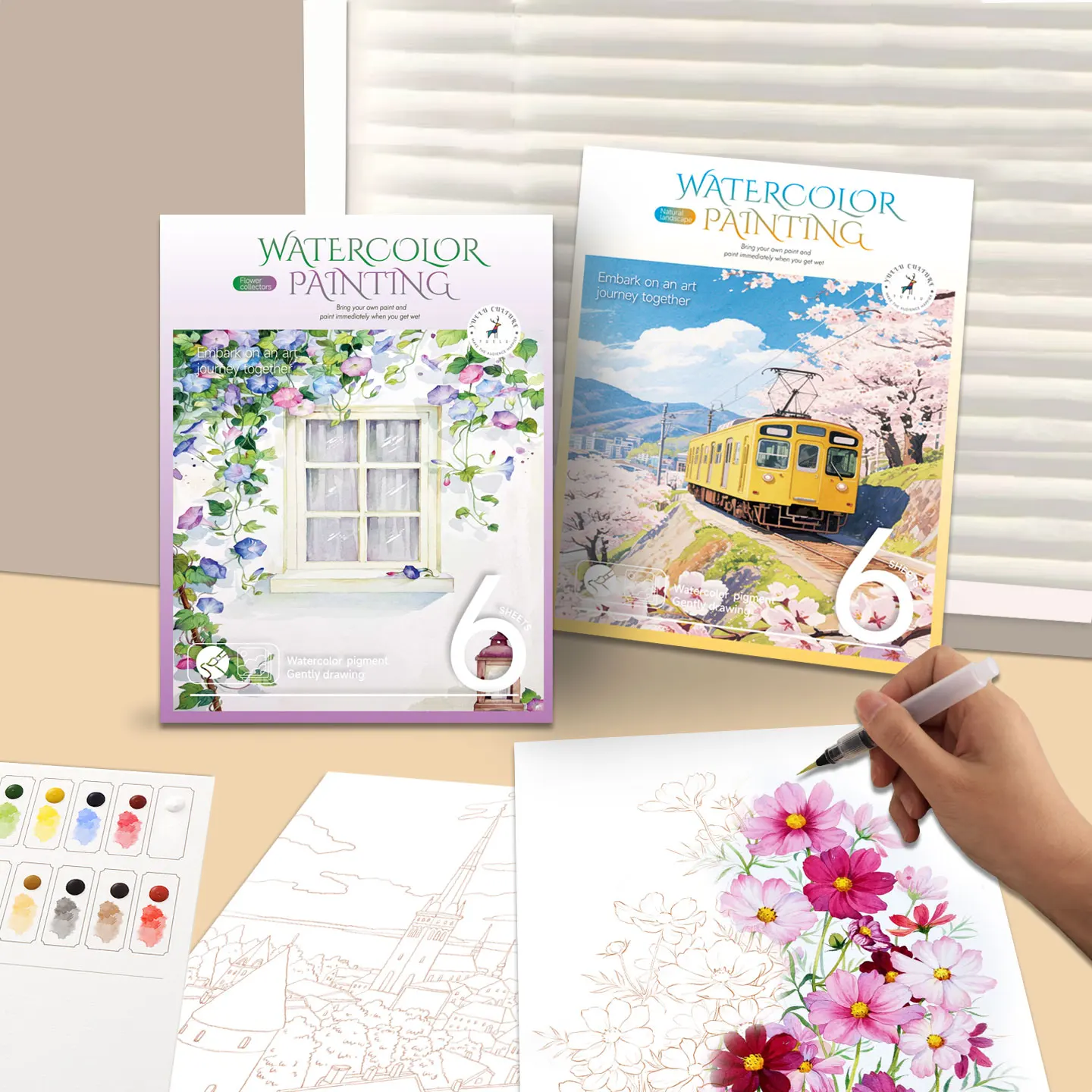 Creative Watercolor Coloring Book, DIY Painting Book for Adults, Leisure Art Sketchbook, Professional Art Use, Holiday Gift image 6
