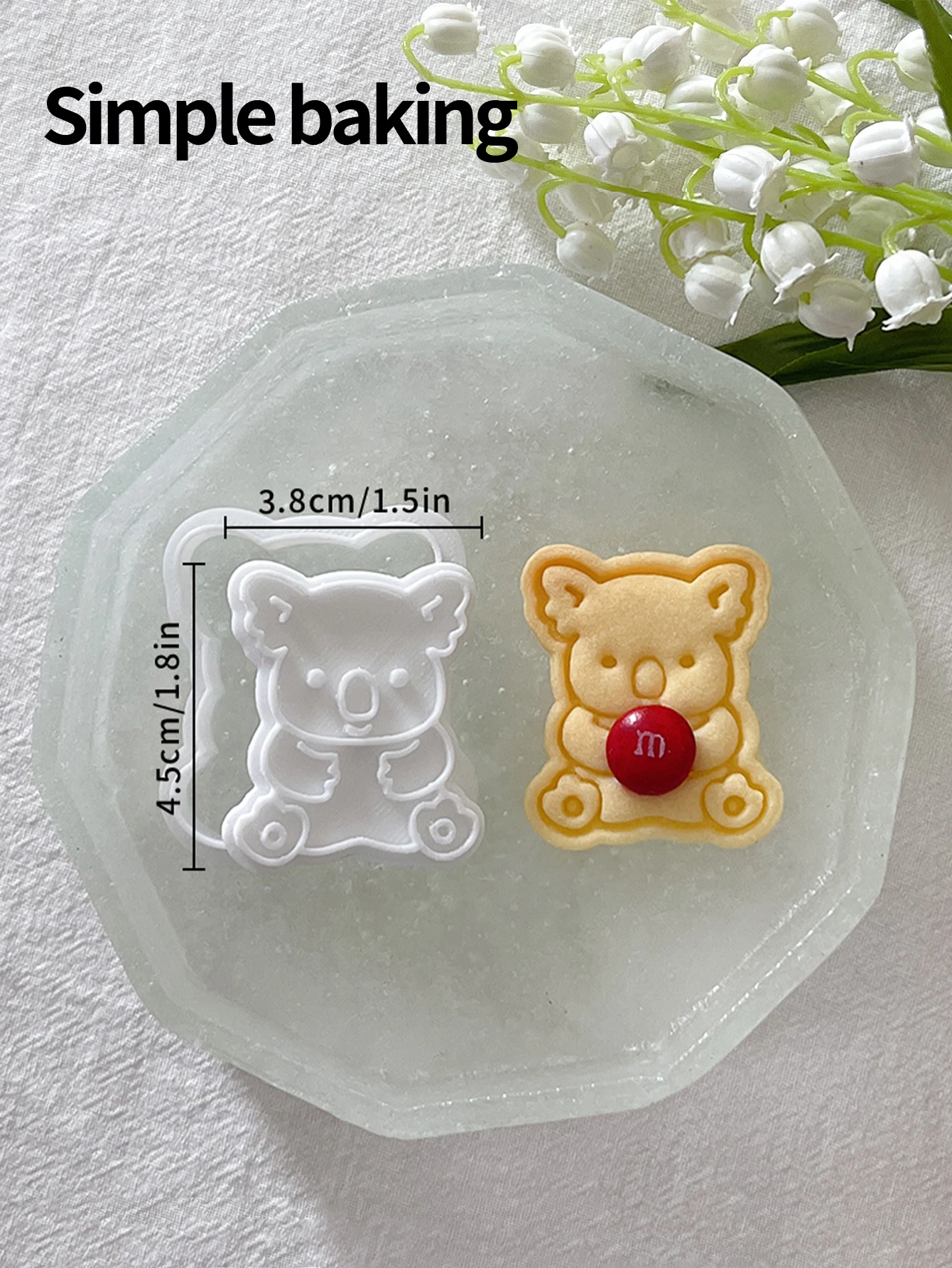 Cute Koala Hug Cookie Cutter Mold, 3D Koala Bear Biscuit Embosser, Plastic Pastry Fondant Stamp, DIY Baking Tools for Kids Party