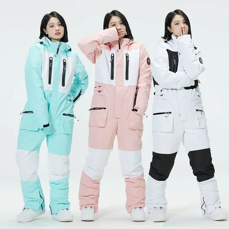 2025 pakaian Ski pria wanita tahan air tahan angin Pria Wanita pakaian Jumpsuit Ski olahraga luar ruangan Pria Wanita pakaian salju