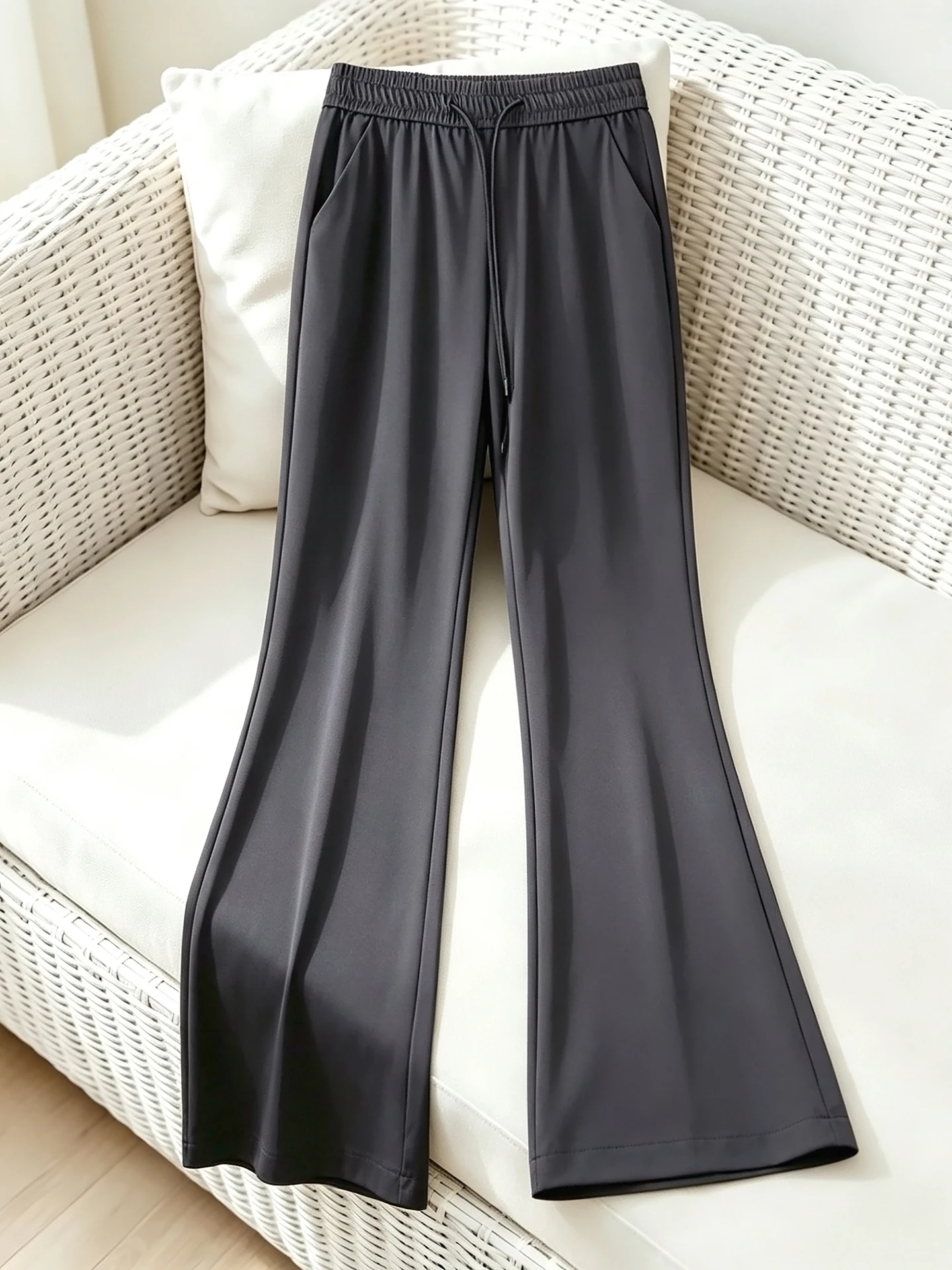 Ice Silk Bell Bottom Pants Women's Summer Thin High Waist Slimming Casual Sun Protection Quick Dry Sports Bell Bottoms