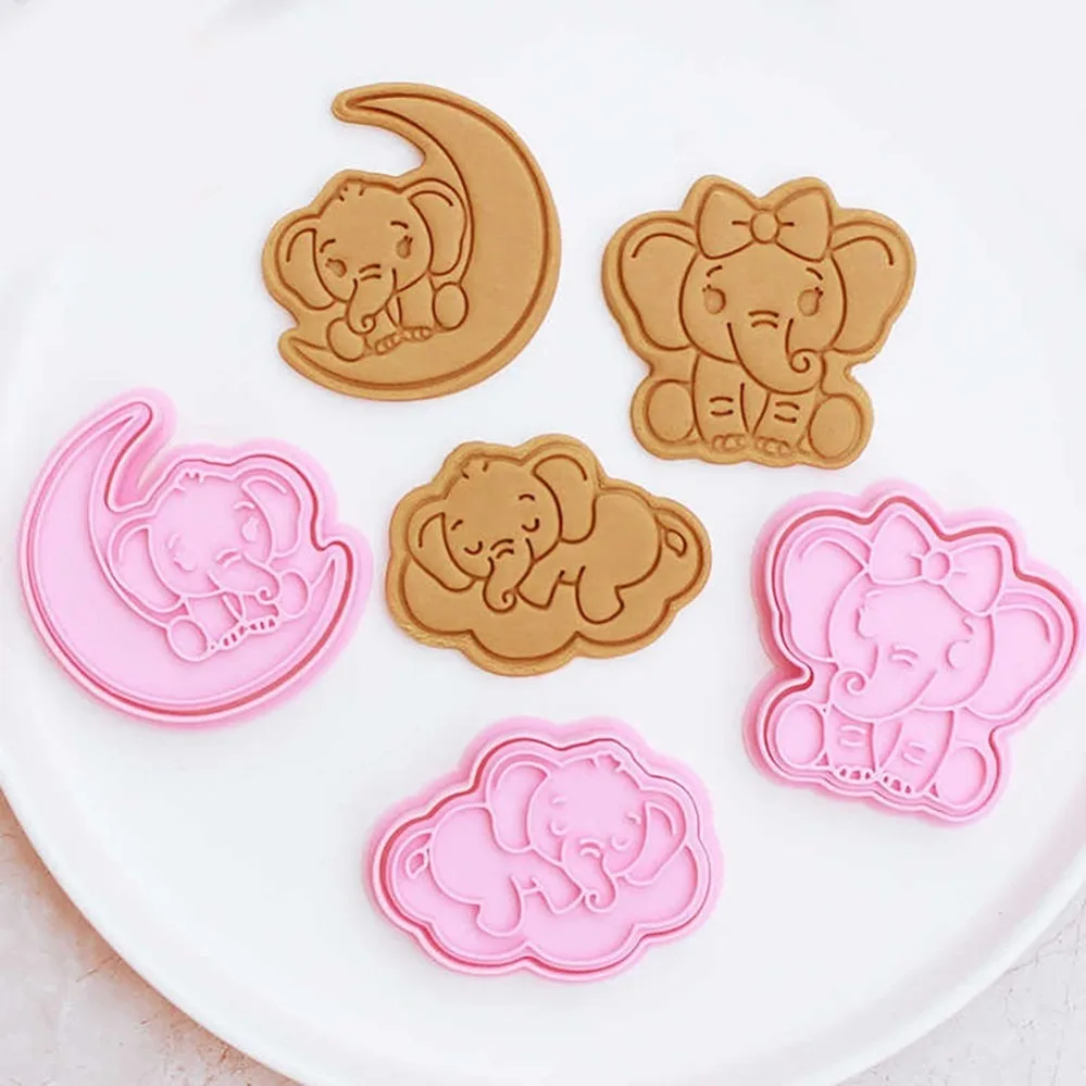 Cartoon Elephant Cookie Cutters Biscuit Mold Stamp Kitchen Baking Pastry Bakeware Dessert Baking Supplies 2