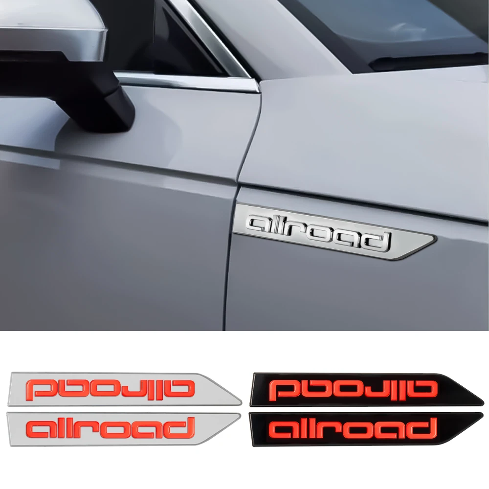 2pcs 3D ABS Car Fender Emblem Allroad Letters Badge Sticker For Audi quattro A4 B8 B9 C5 C6 C7 A6 A1 A2 A3 Q3 Q5  Accessories