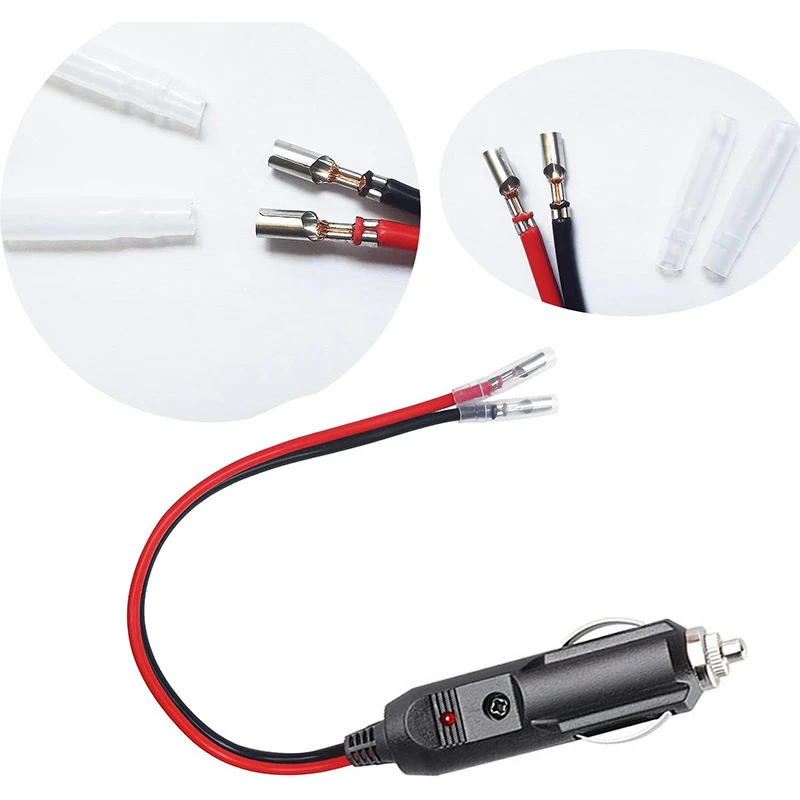 XMSJ Cigarette Lighter Splitter Cable 6AWG Automotive Replacement Heavy-Duty Male Connector 15A 12V Fuse Socket Wire