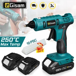 Gisam 250°C Electric Hot Melt Glue Gun Cordless with 10pcs 11mm Glue Sticks DIY Hot Melt Welding Air Gun For Makita 18V Battery