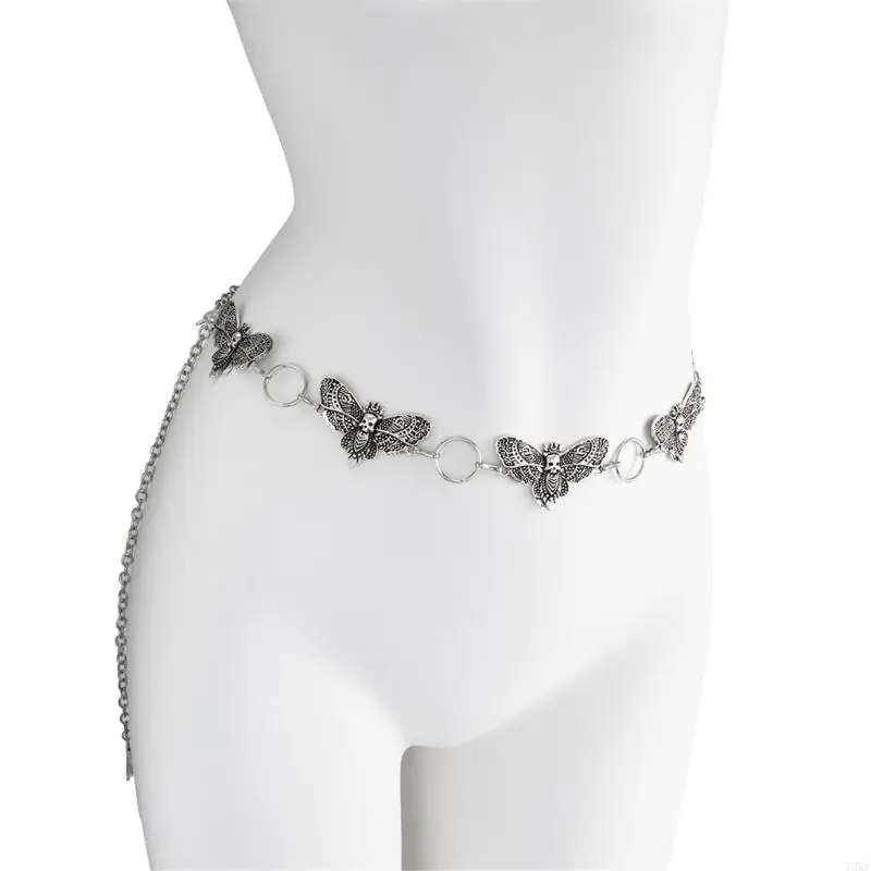 72XE 神秘的なダークメタルウエストチェーン蛾の詳細デザインパーティーフェスティバル着用