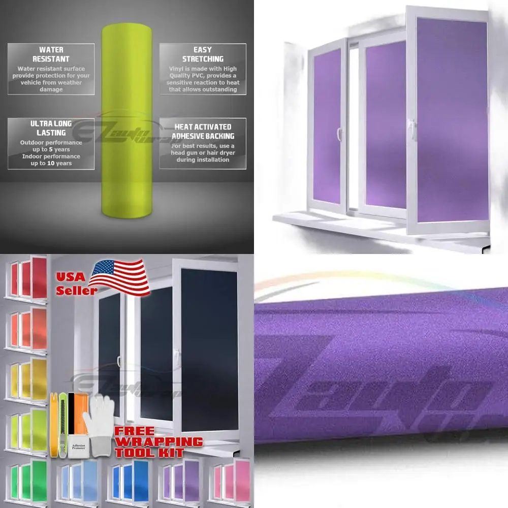 

Purple Frosted Glass Window Film - 48x120 Privacy Sticker for Home and Bathroom - Waterproof and Easy Peel & Stick Application