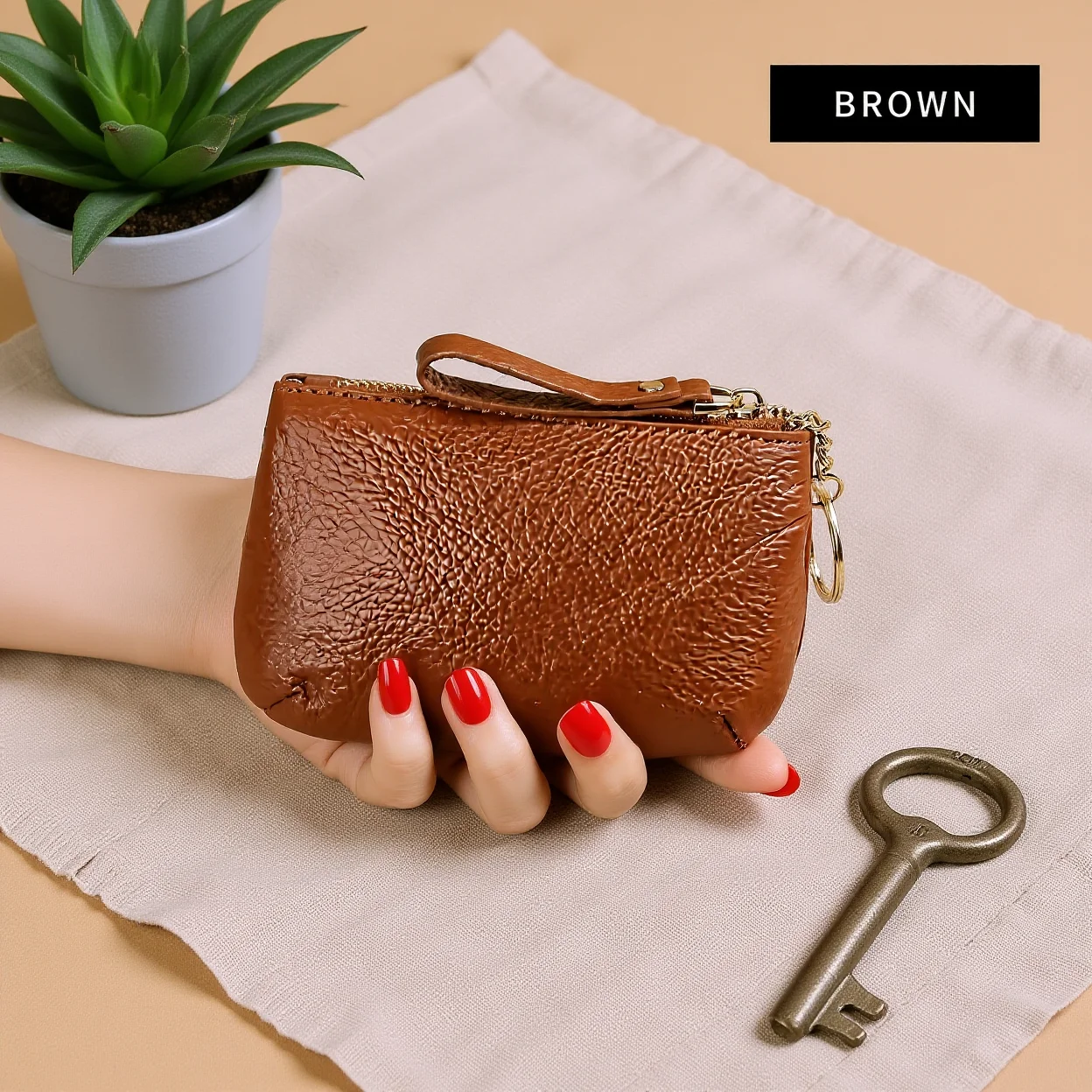 Slim Zipper Pouch Lightweight Pu Leather Wallet Minimalist Coin Purse Slim Unisex Coin Purse For Shopping Handbag Dating