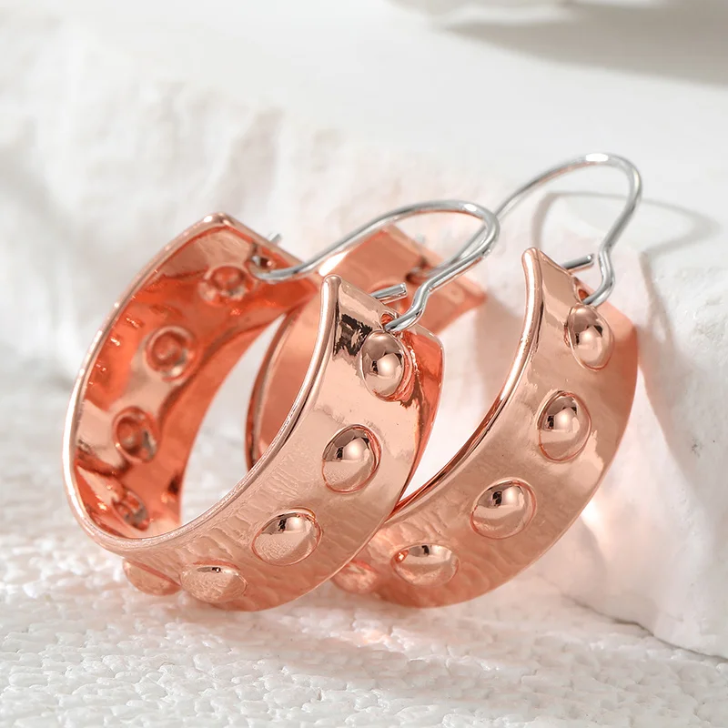 Extremely Simple Style Circular Rose Gold Plated Earrings For Women Daily Commuting Vacation Hoop Earrings Fashion Jewelry